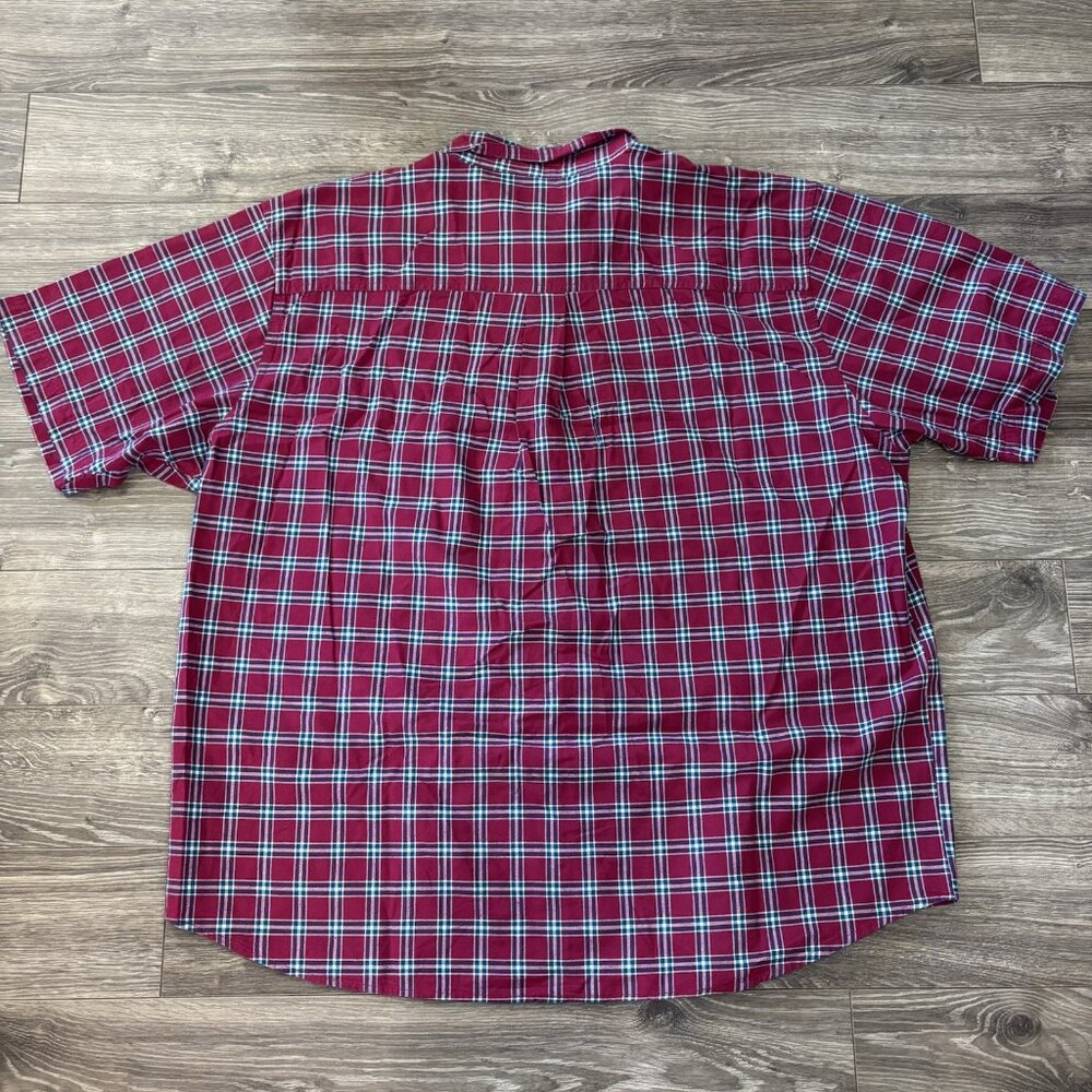 Woolrich Button Down Shirt 2XL Mens Short Sleeve Red‎ Blue Plaid Pocket Casual - Picture 11 of 14
